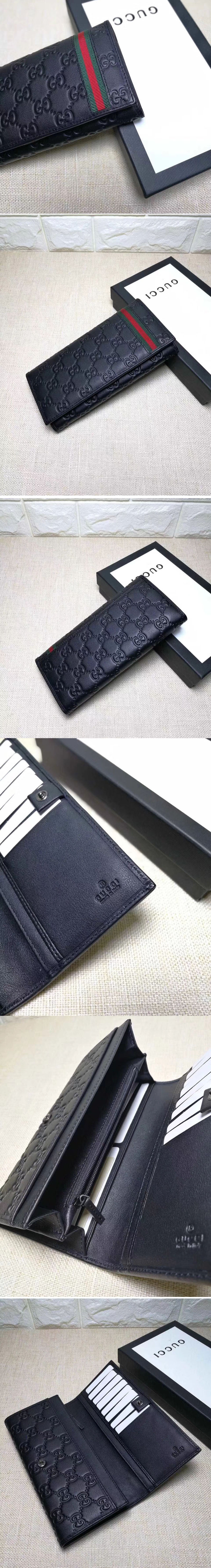 Replica Gucci 212186 Guccissima Leather Bi-Fold Wallet Black