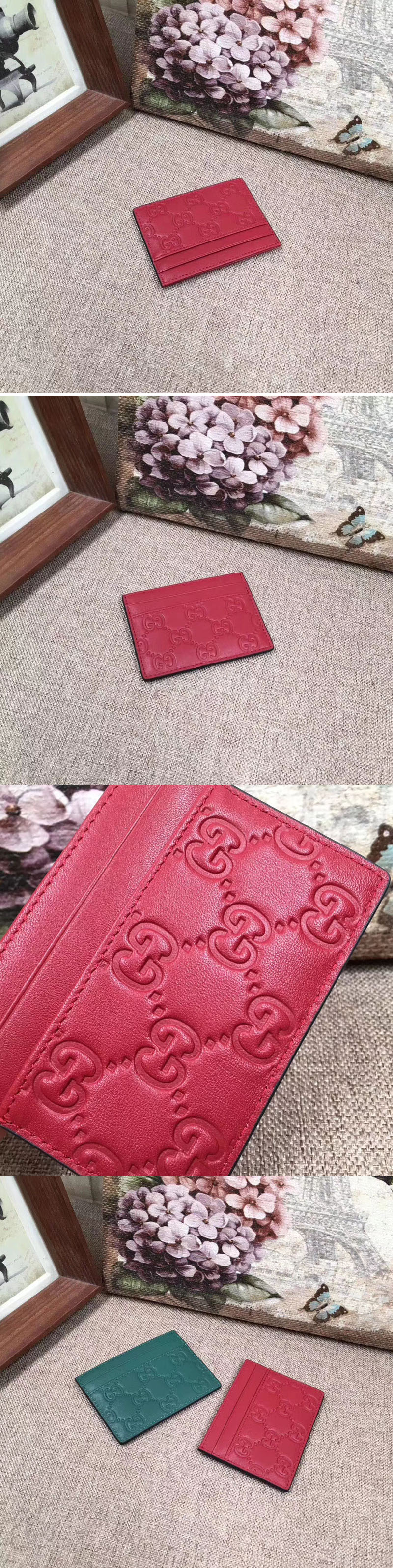 Replica Gucci 233166 Signature leather card case Red