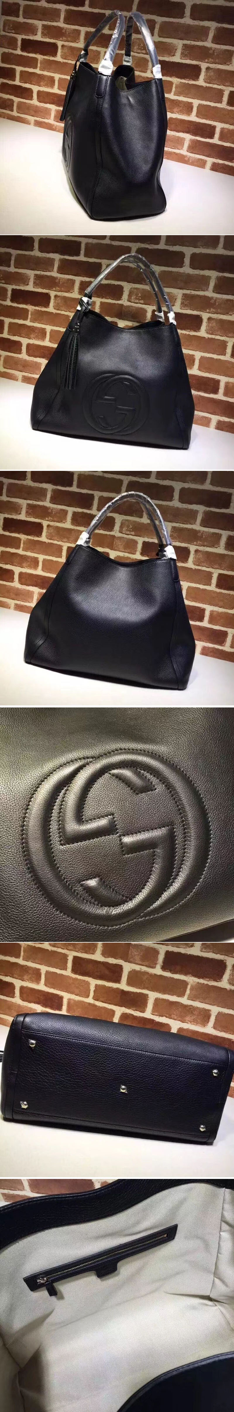 Replica Gucci 282308 Soho Large Leather Shoulder Bags Black