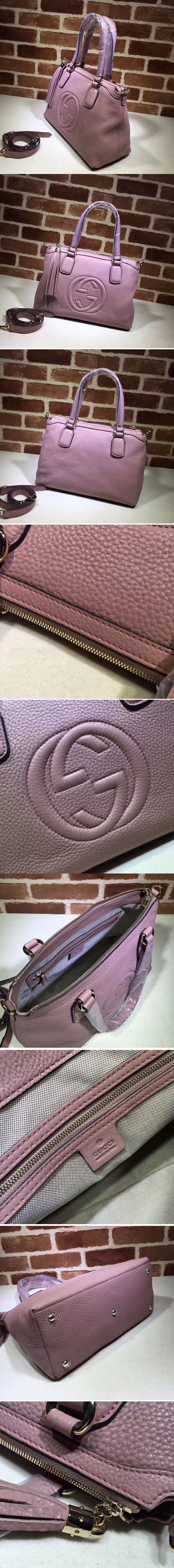 Replica Gucci 308362 Calf Leather Soho Top Handle Bags Pink
