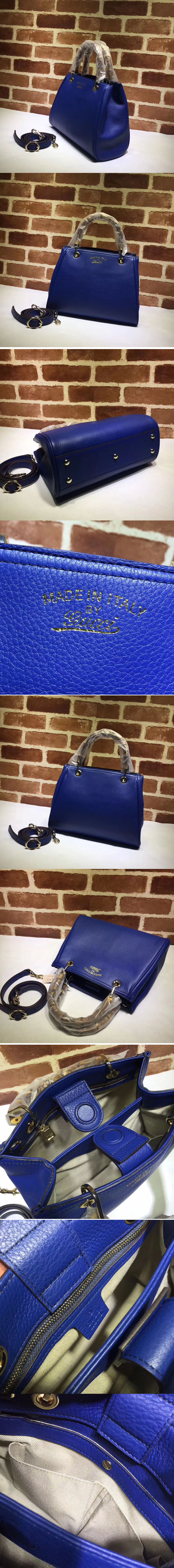 Replica Gucci 336032 Bamboo Shopper Tote Bags Calfskin Leather Blue
