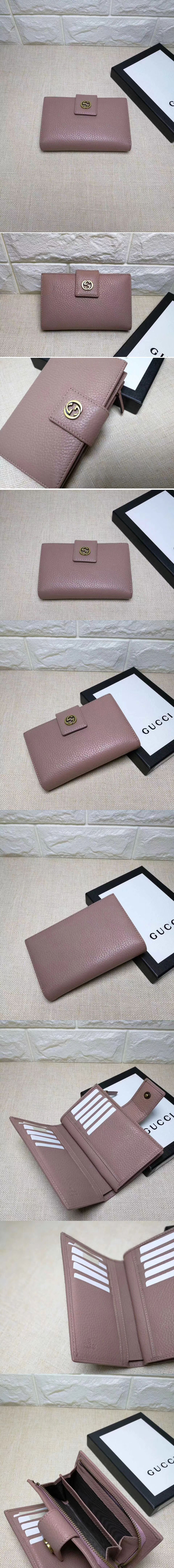 Replica Gucci 337023 Calfskin Leagther Wallet Pink