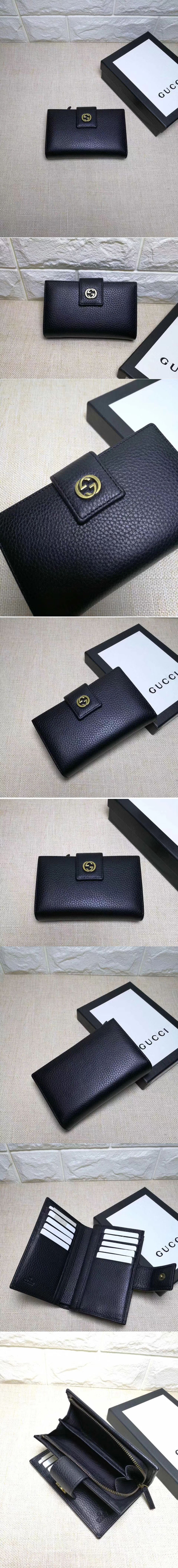 Replica Gucci 337023 Calfskin Leagther Wallet Black
