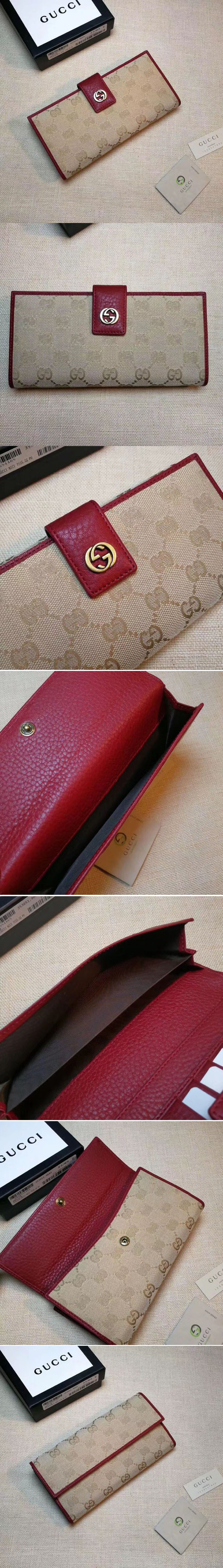 Replica Gucci 337335 GG Supreme Wallet Red
