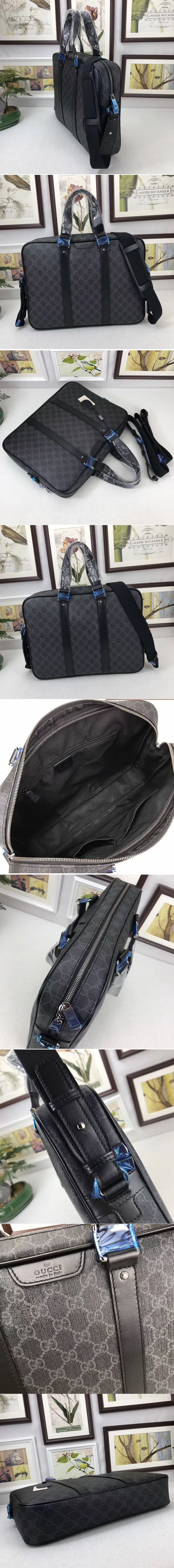 Replica Gucci 322287 GG Supreme Canvas Briefcase Bags Black
