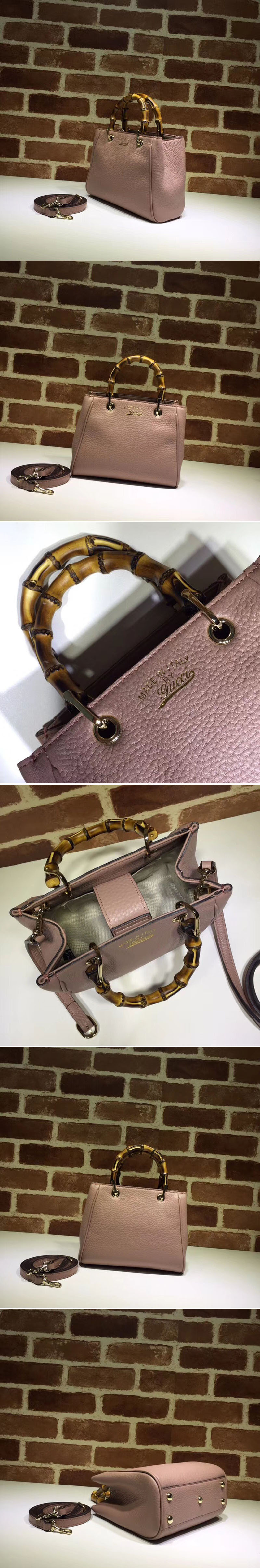 Replica Gucci 368823 Bamboo Shopper mini Leather Top Handle Bags Pink