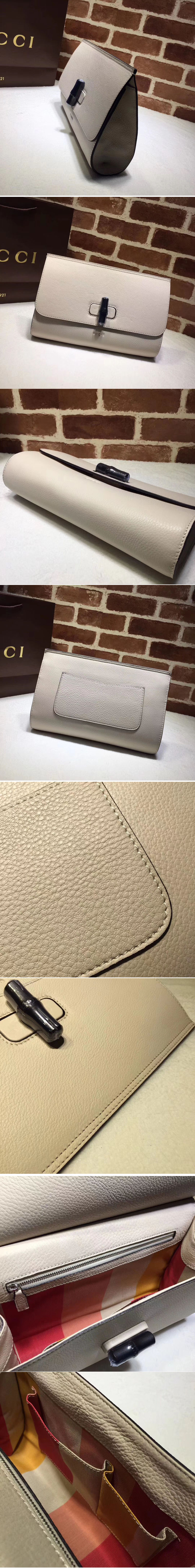 Replica Gucci 387220 Bamboo Daily Calfskin Leather Clutch White