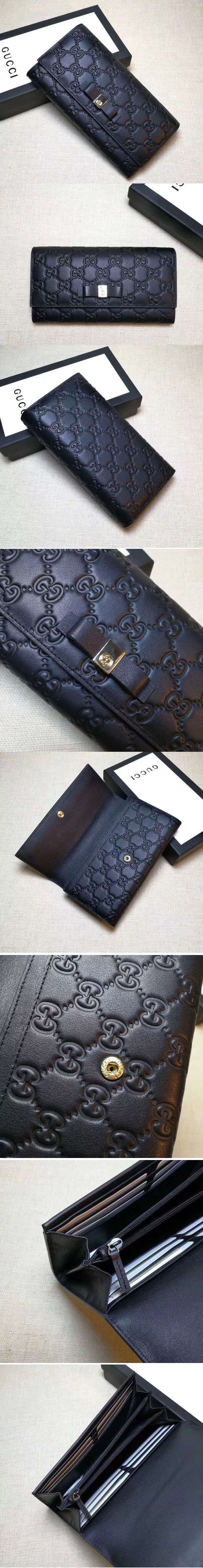 Replica Gucci 388679 Bow Signature Continental Wallet Black