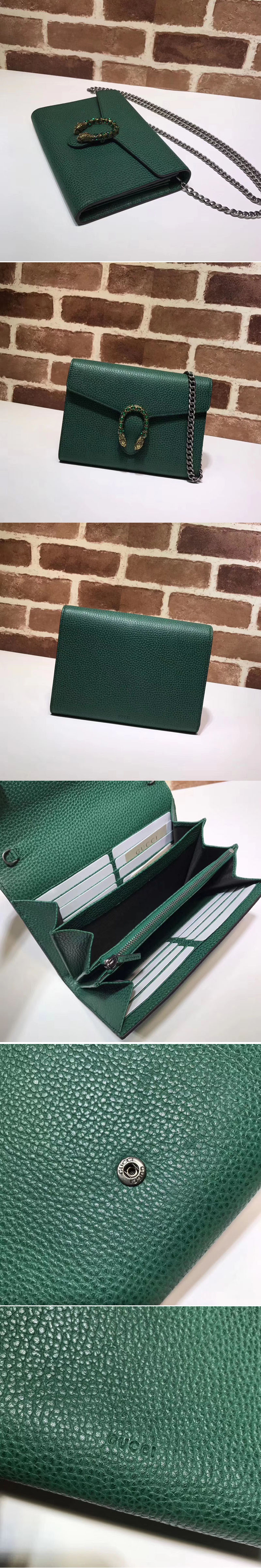 Replica Gucci 401231 Dionysus Leather Mini Chain Bags Green