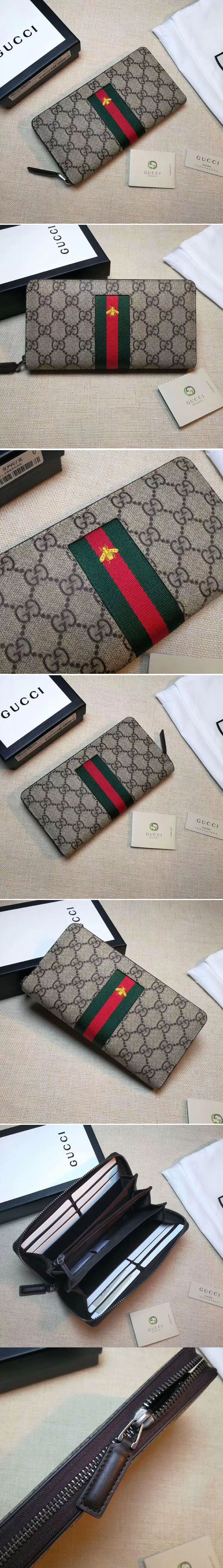 Replica Gucci 408831 Web GG Supreme zip around wallet