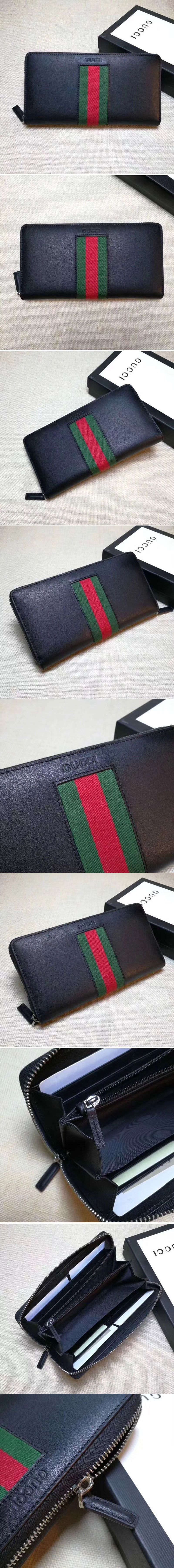 Replica Gucci 408831 Black Leather zip around wallet