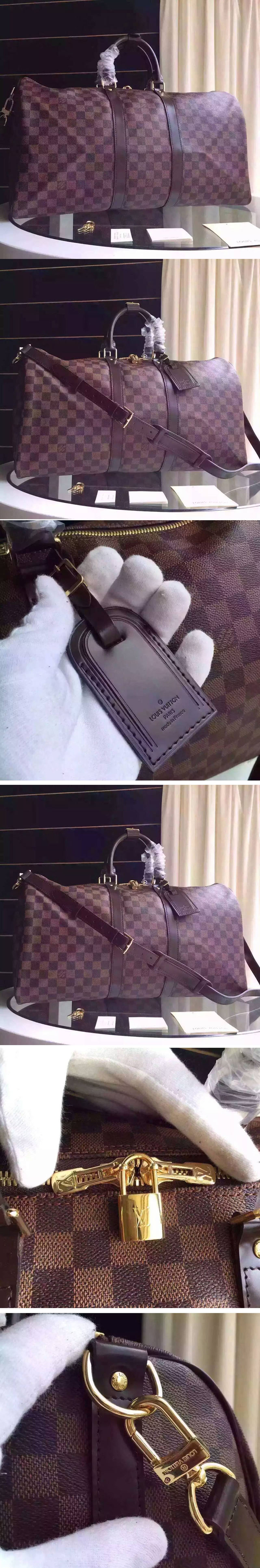 Replica Louis Vuitton N41414 Damier Ebene Keepall Bandoulière 55 Bags