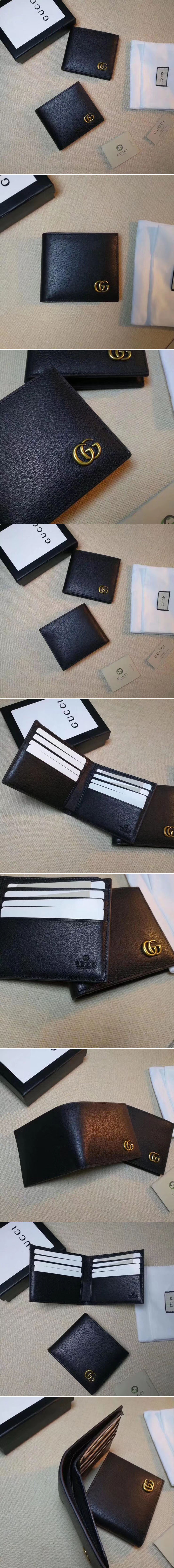 Replica Gucci 428726 GG Marmont leather bi-fold wallet Black