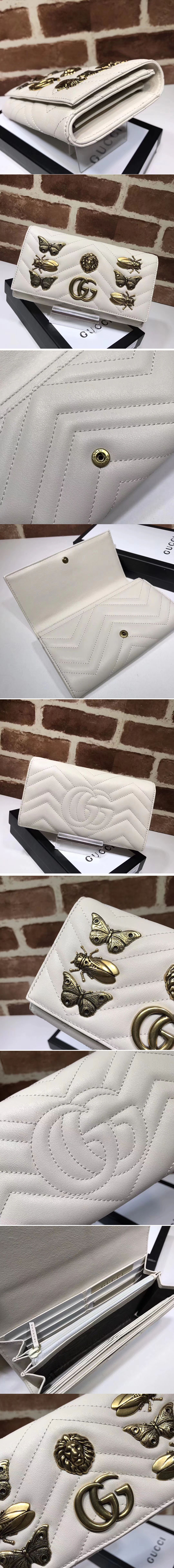 Replica Gucci 443436 GG Marmont continental With Animal wallet White