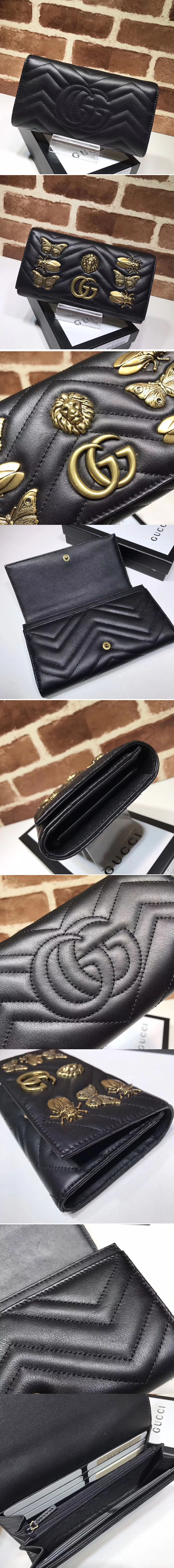 Replica Gucci 443436 GG Marmont continental With Animal wallet Black