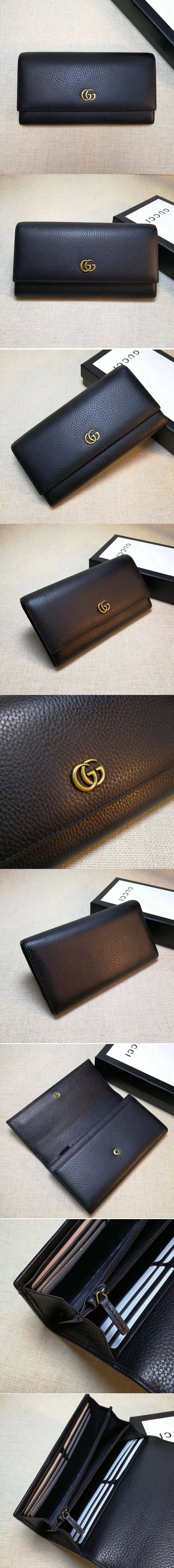 Replica Gucci 456116 Leather Continental Wallet Black