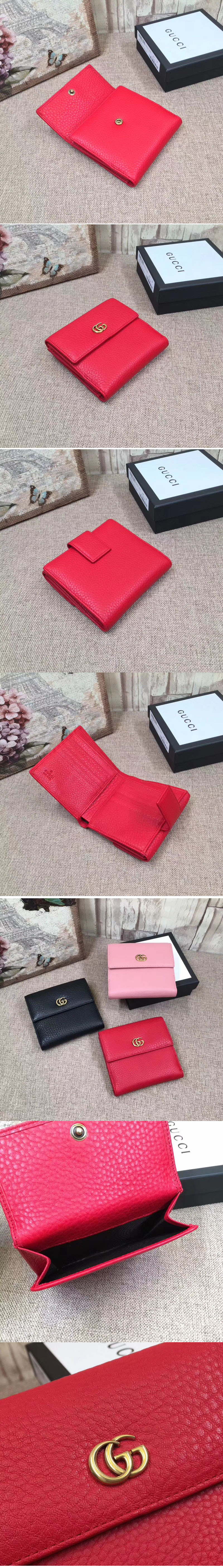 Replica Gucci 456122 Leather french flap wallet Red
