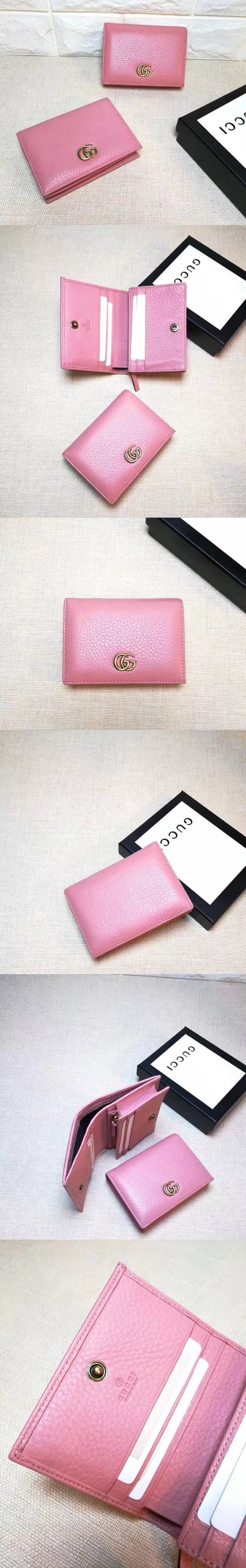 Replica Gucci 456126 Leather card case Wallets Pink