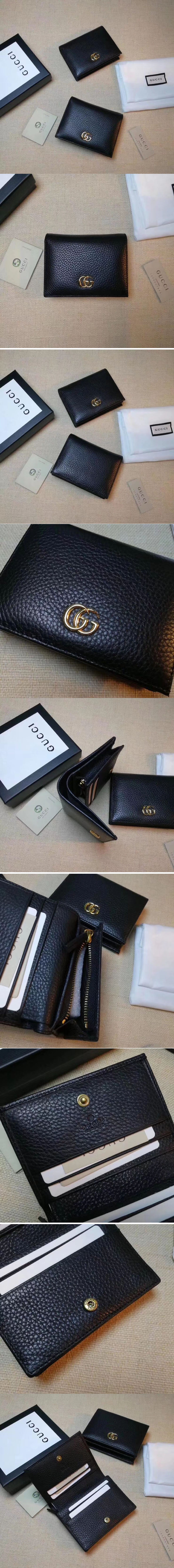 Replica Gucci 456126 Leather card case Wallets Black