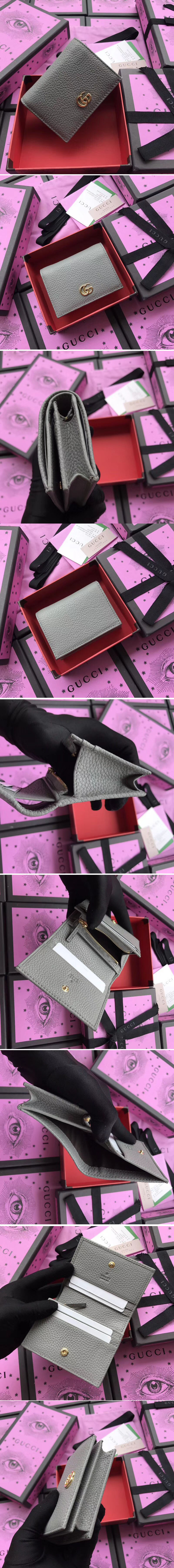 Replica Gucci 456126 Leather card case Grey