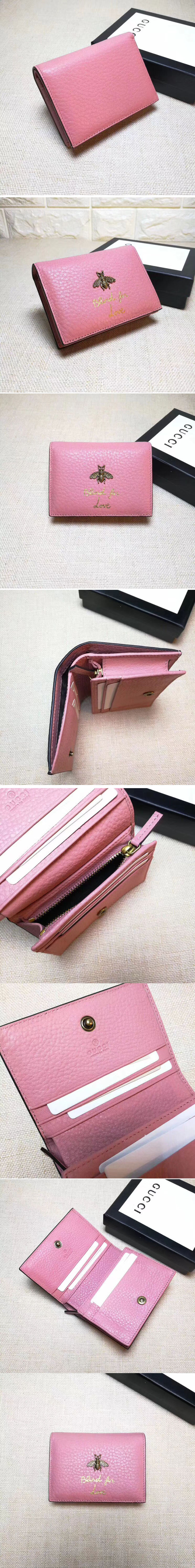 Replica Gucci 460185 Animalier Card Case Pink