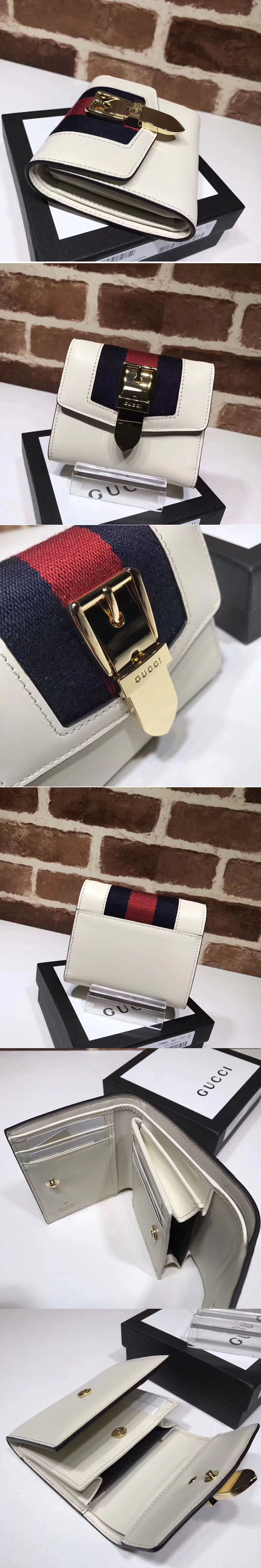 Replica Gucci 476081 Sylvie leather wallet White