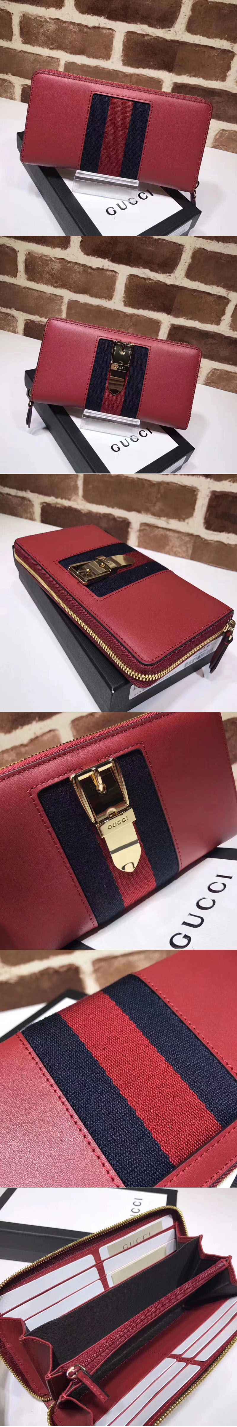 Replica Gucci 476083 Sylvie leather zip around wallet Red