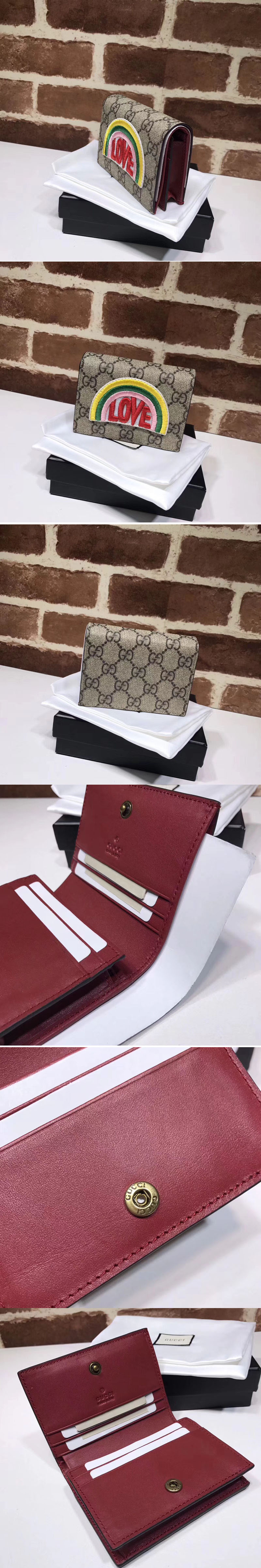 Replica Gucci 476412 Rainbow soft GG Supreme card case