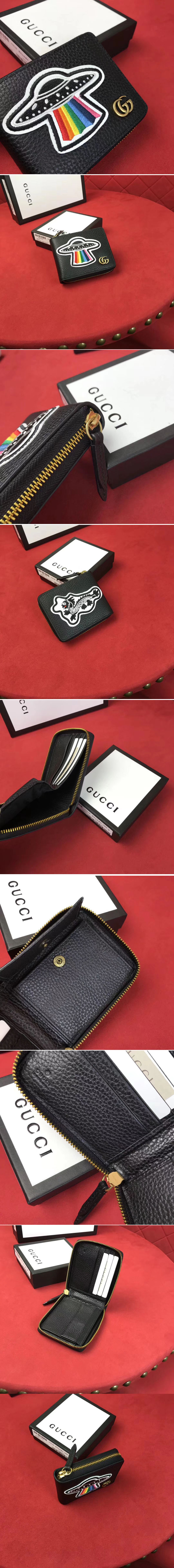 Replica Gucci 478138 Leather coin wallet with UFO Black