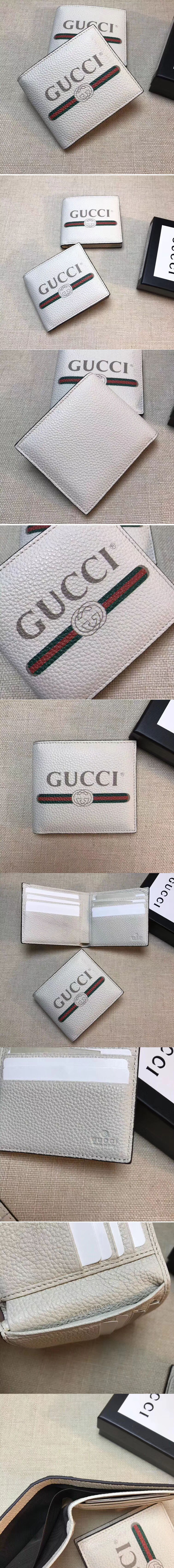 Replica Gucci 496309 logo leather bi-fold wallet White