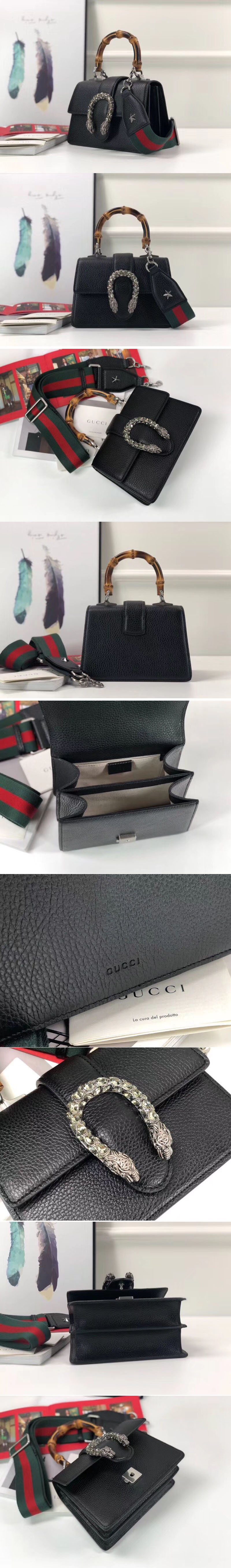 Replica Gucci 523367 Dionysus mini top handle bags Black