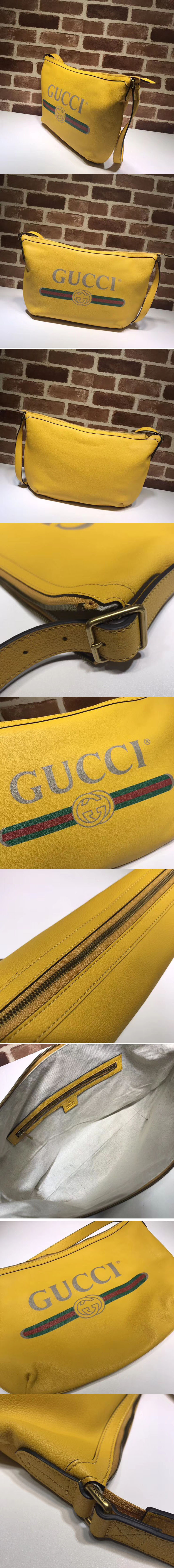 Replica Gucci 523588 Print Half-moon Hobo Bag Yellow