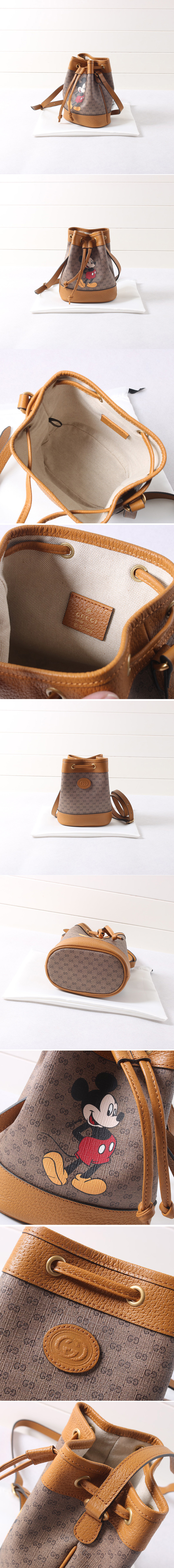 Replica Gucci 550620 Disney x Gucci Ophidia mini GG bucket bag in Beige/ebony mini GG Supreme canvas with Mickey Mouse