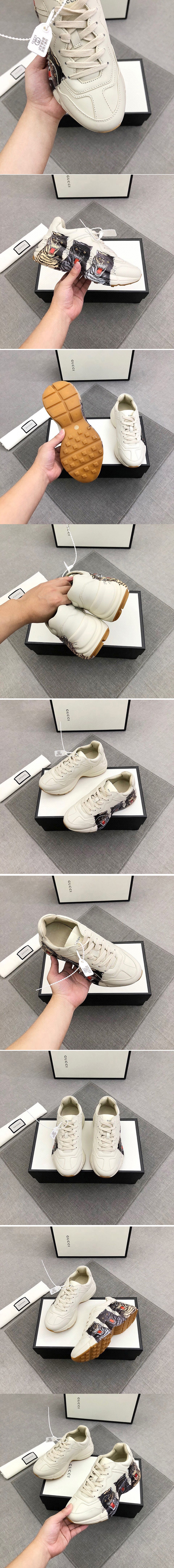 Replica Mens and Womens Gucci 576050 Rhyton leather sneaker with tigers