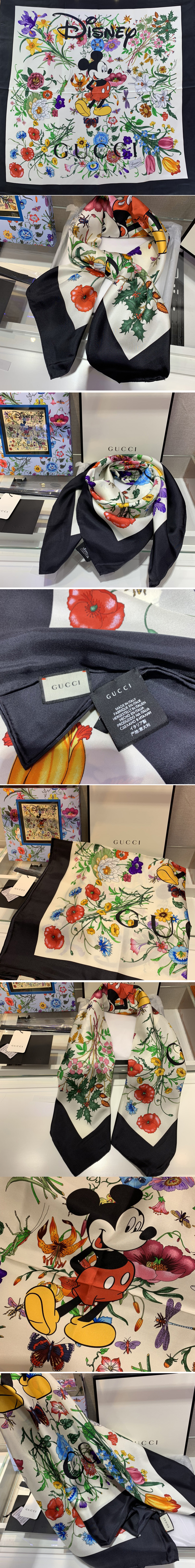 Replica Gucci 607325 Disney x Gucci silk scarf in Black