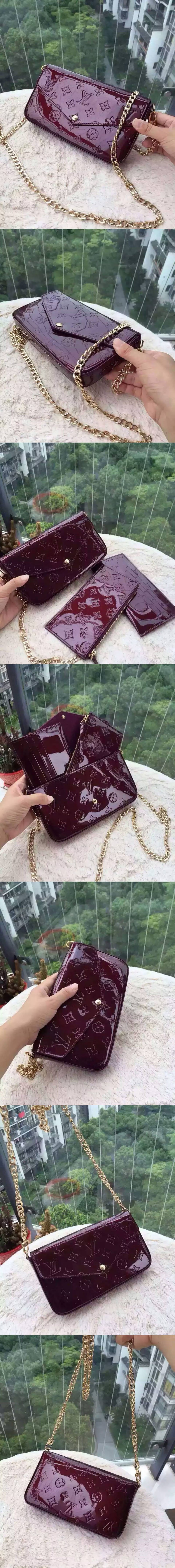 Replica Louis Vuitton M61293  Monogram Vernis Pochette Felicie GM Bags Purple