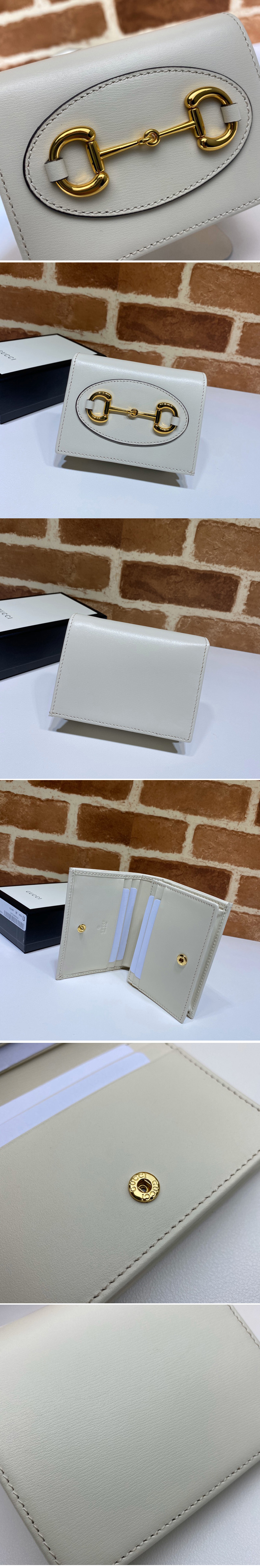 Replica Gucci 621892 Gucci 1955 Horsebit card case wallet in White leather