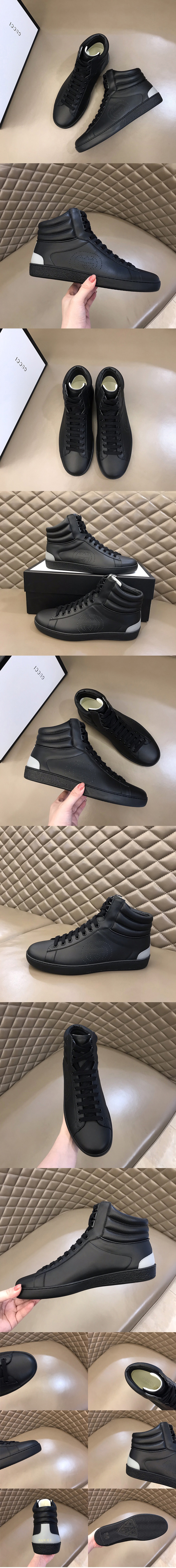 Replica Gucci 625672 Men's high-top Ace sneaker in Black leather