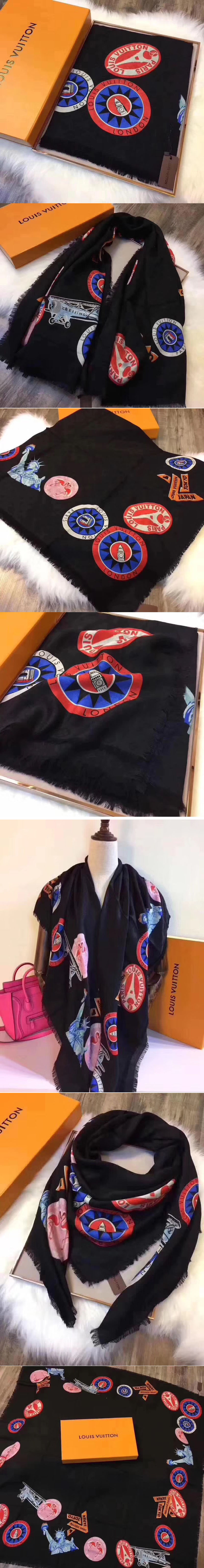 Replica Louis Vuitton 140cm Square Cashmere Scarf And Shawl Black