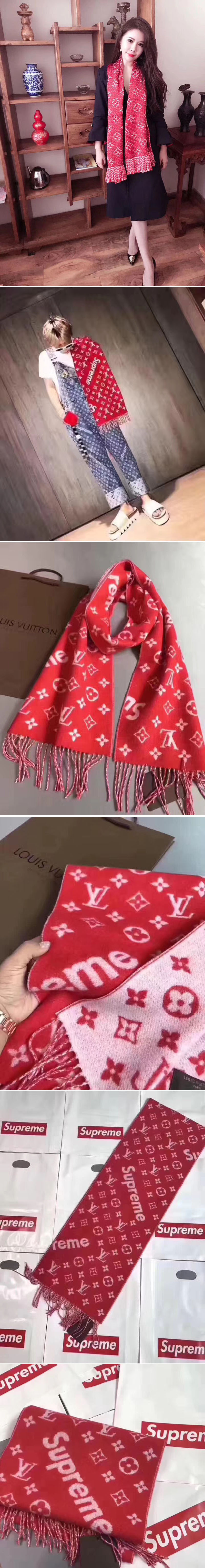 Replica Louis Vuitton x supreme Monogram Scarf And Shawl Red