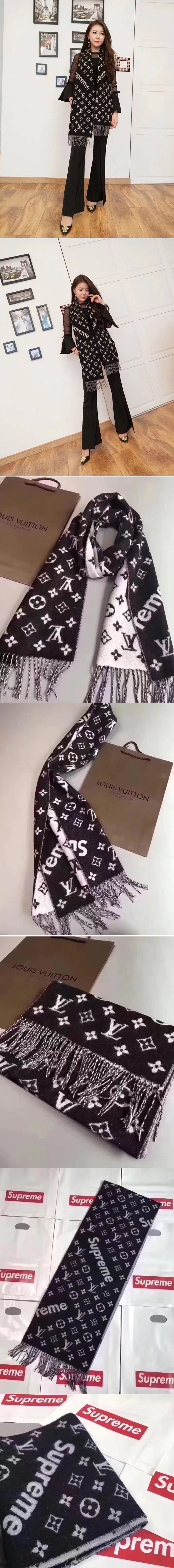 Replica Louis Vuitton x supreme Monogram Scarf And Shawl Black