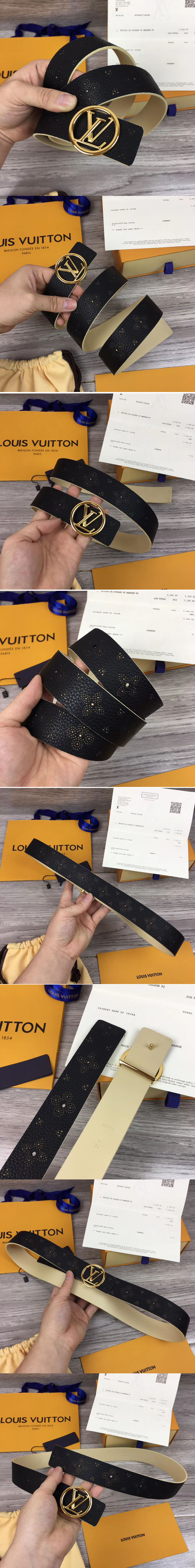 Replica Louis Vuitton M0008U LV Iconic 35MM Taurillon Leather Belts Gold Circle Buckle