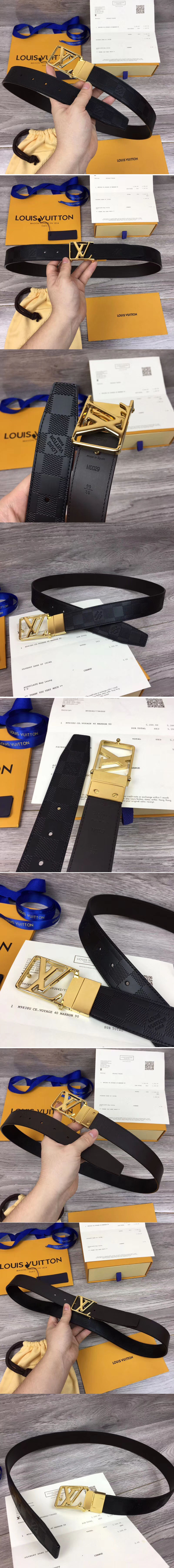 Replica Louis Vuitton M0029Q LV City 35mm Reversible Belt Damier Infini Leather Gold Buckle