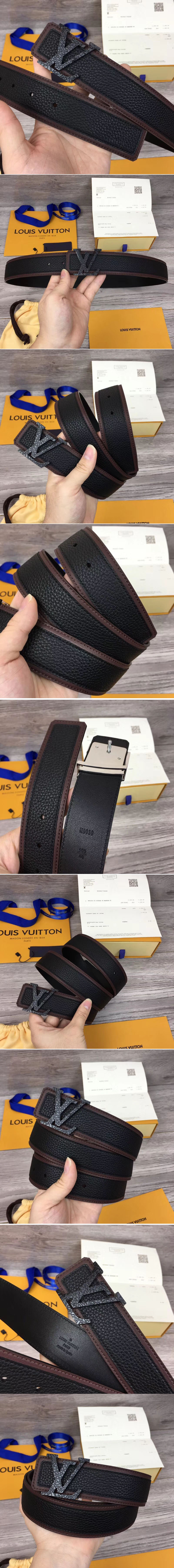 Replica Louis Vuitton M0030 LV Covered 40mm Belt Taurillon Leather Black