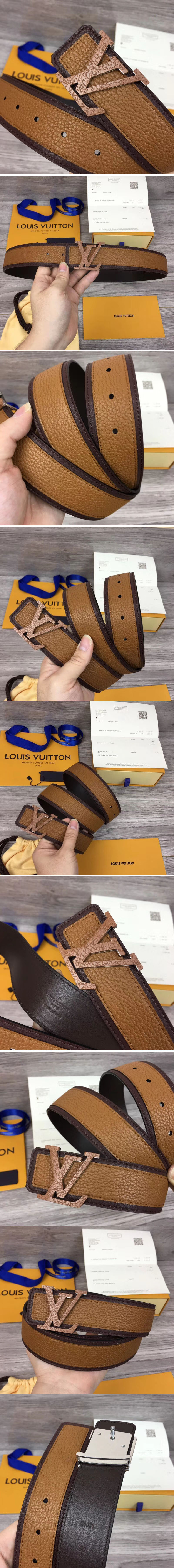 Replica Louis Vuitton M0031U LV Covered 40mm Belt Taurillon Leather Brown