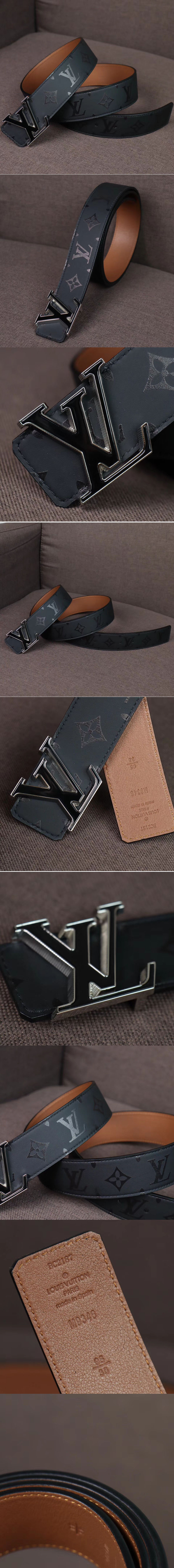 Replica Louis Vuitton M0032Q LV Pyramide 40mm Calf Leather Belt Black