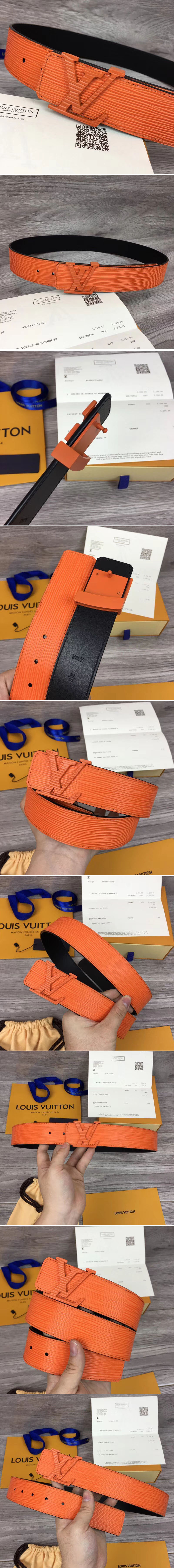 Replica Louis Vuitton M0036U LV Initiales 40mm Epi Leather Belts Orange