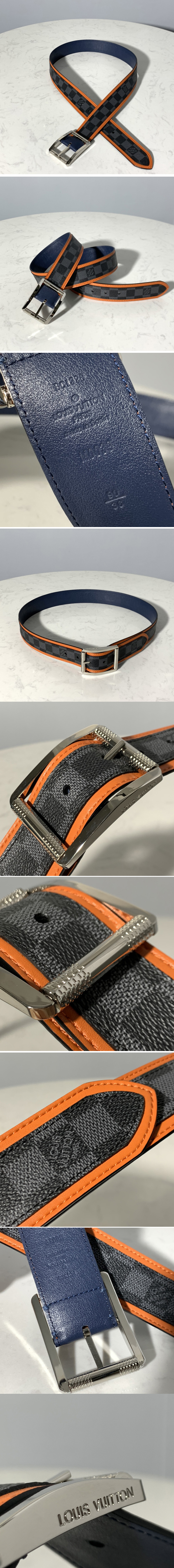 Replica Louis Vuitton M0038U LV Reverso 40mm Reversible Belt in Damier Graphite Canvas