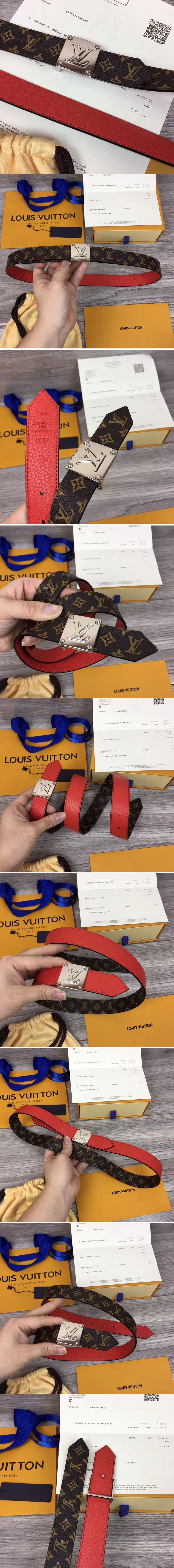 Replica Louis Vuitton M0067U LV Morningram 30mm Reversible Belt Monogram Canvas Silver Buckle