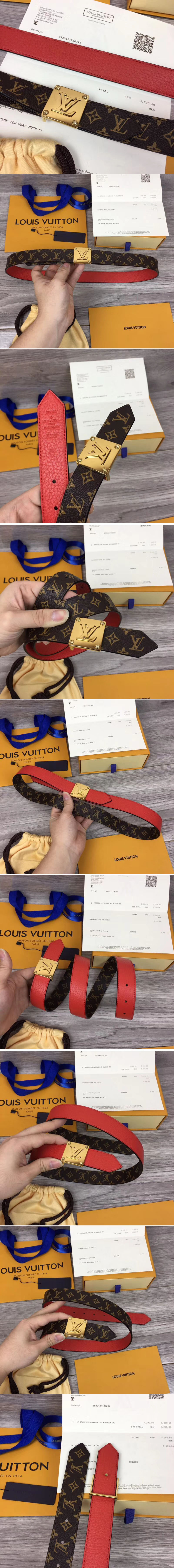 Replica Louis Vuitton M0067U LV Morningram 30mm Reversible Belt Monogram Canvas Gold Buckle